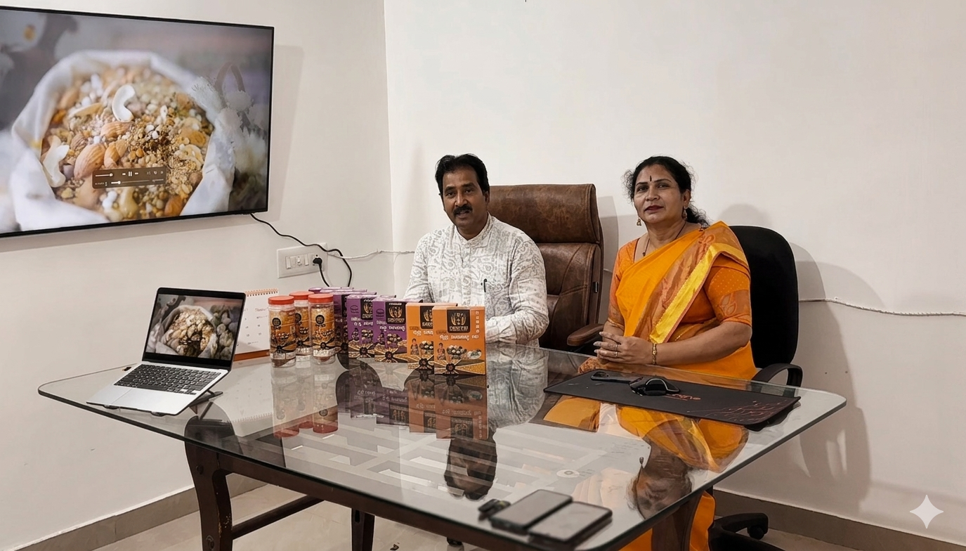 Mr. Ravindra Belavadi & Mrs. Ravindra Belavadi - Founders of Trupthi Siridhanya Sari